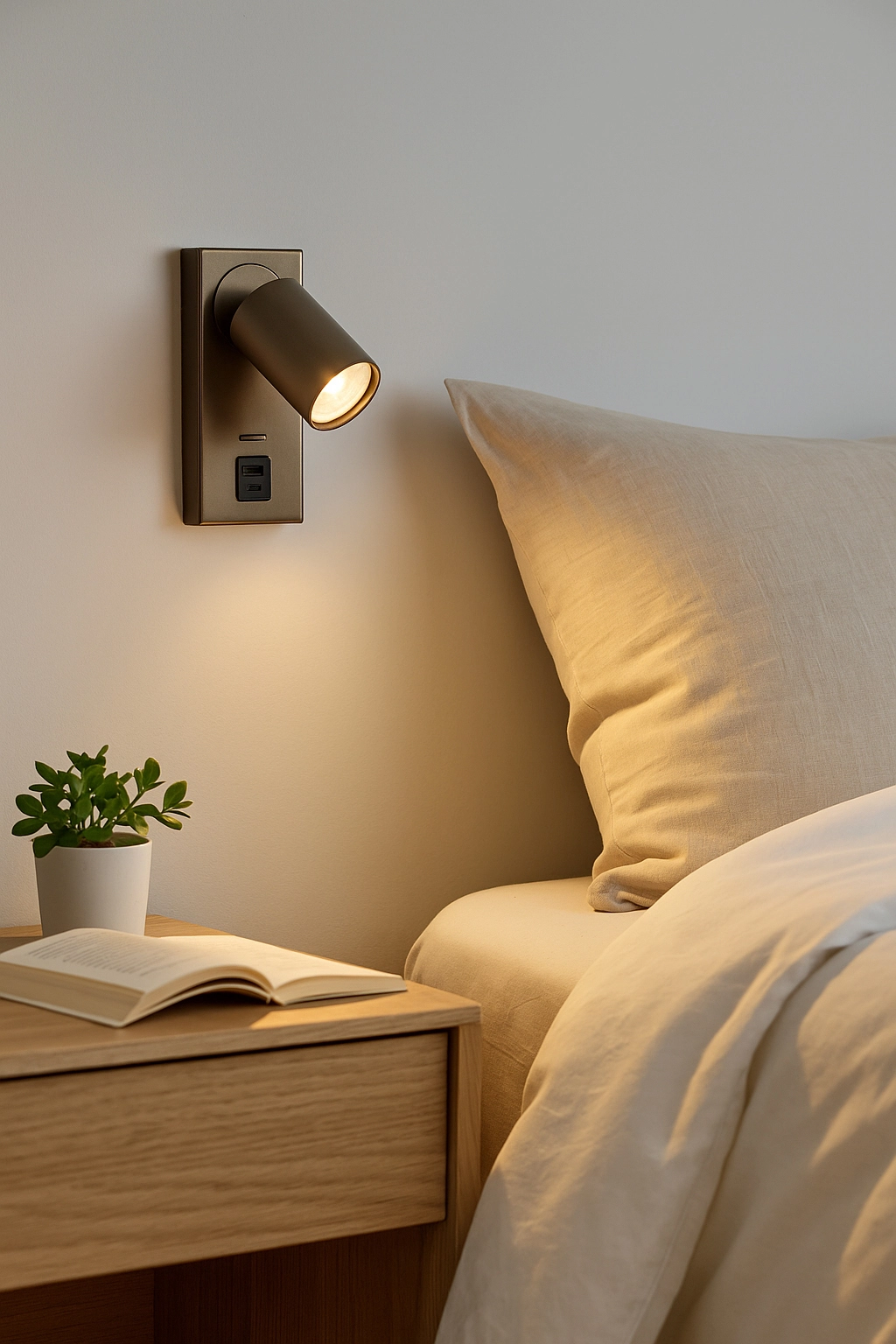 Bedlampje Moon 1 brons met usb Lyora 5053423311760