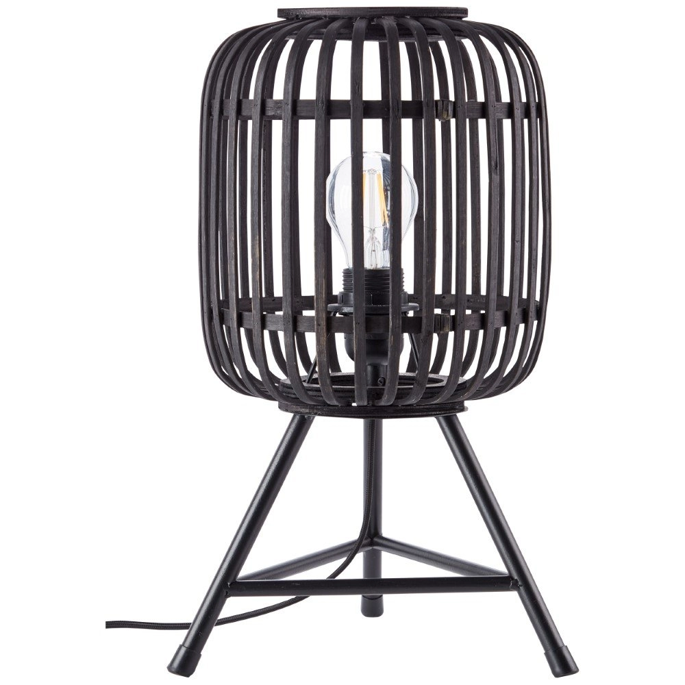 Landelijke tafellamp Woodrow Tripod zwart hout Landelijke tafellamp Woodrow Tripod zwart hout