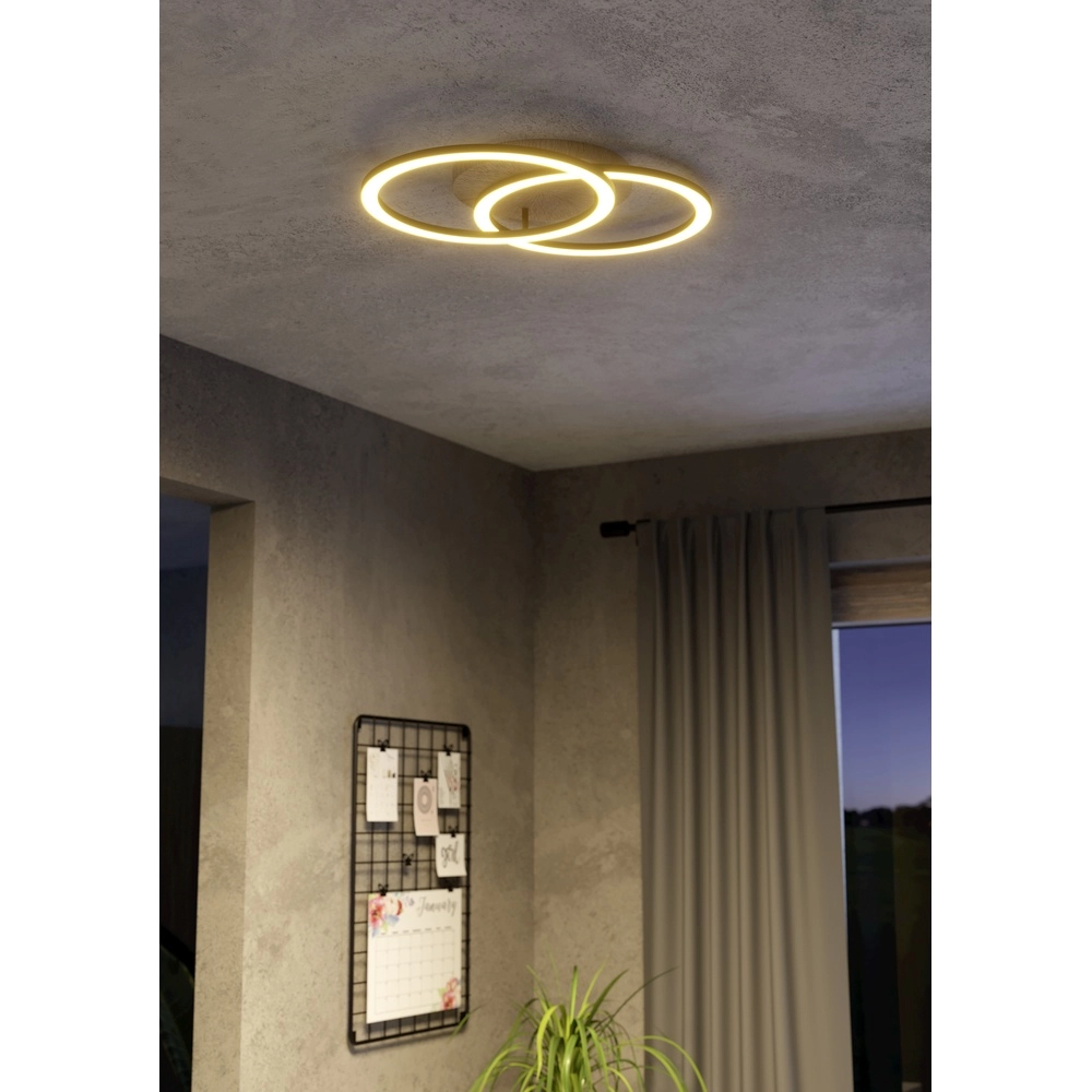 Zigbee plafondlamp Lomaltas-Z zwart met houtlook - rond Eglo 9008606327898