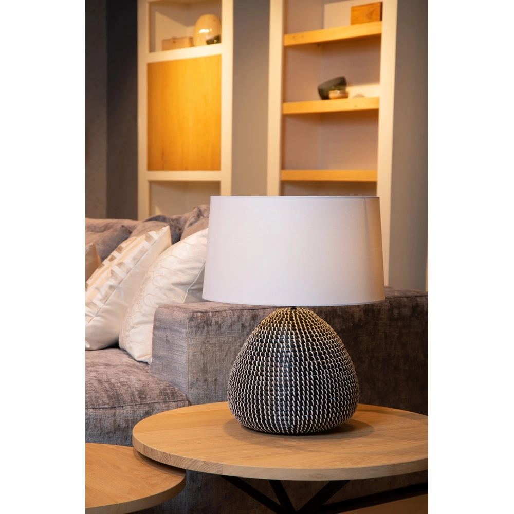Zeegras schemerlamp Maduka Ø 45cm - zwart met witte kap Premium by Lucide 5411212106070
