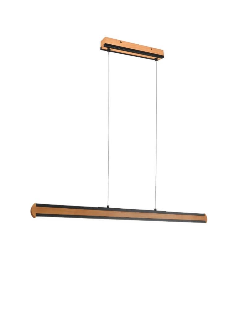 Hanglamp Deacon houtbruin met zwart Trio 4017807505474