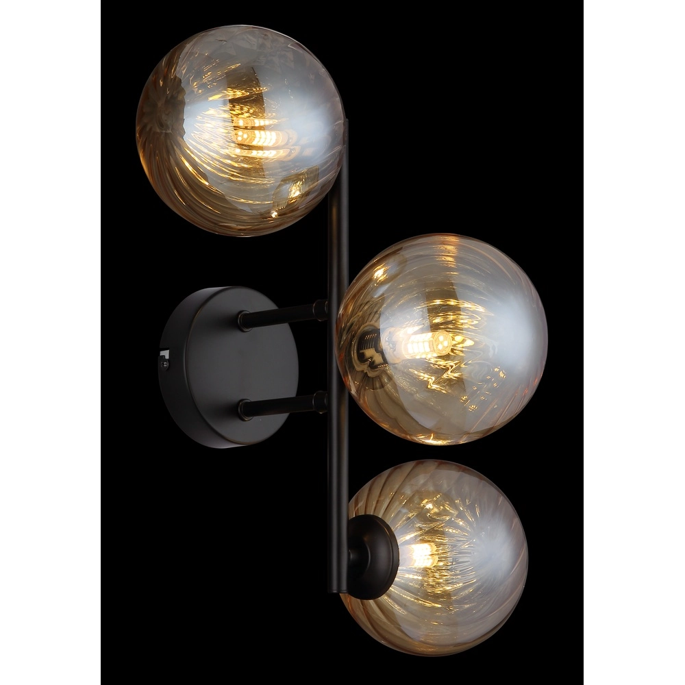 Zwarte wandlamp Conor met amber glas Globo 9007371515189