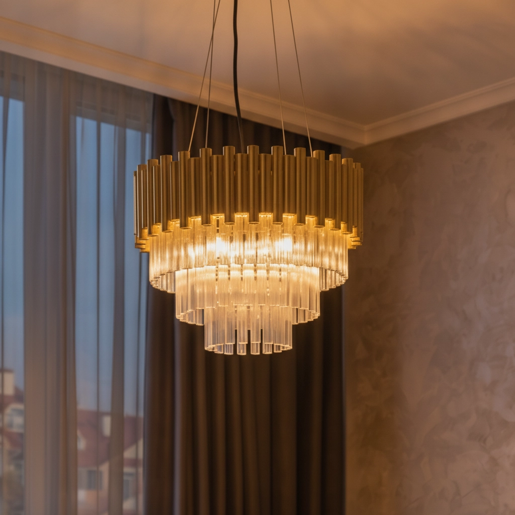 Hanglamp Magnolia goud met kristal Ø 39cm
