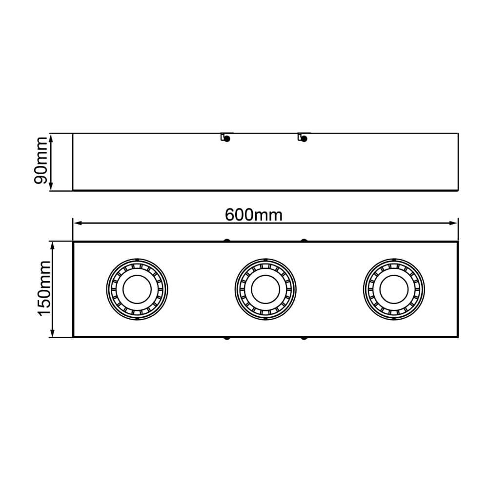 Zwarte plafondspot Doro 3-lichts Brilliant 4004353409325