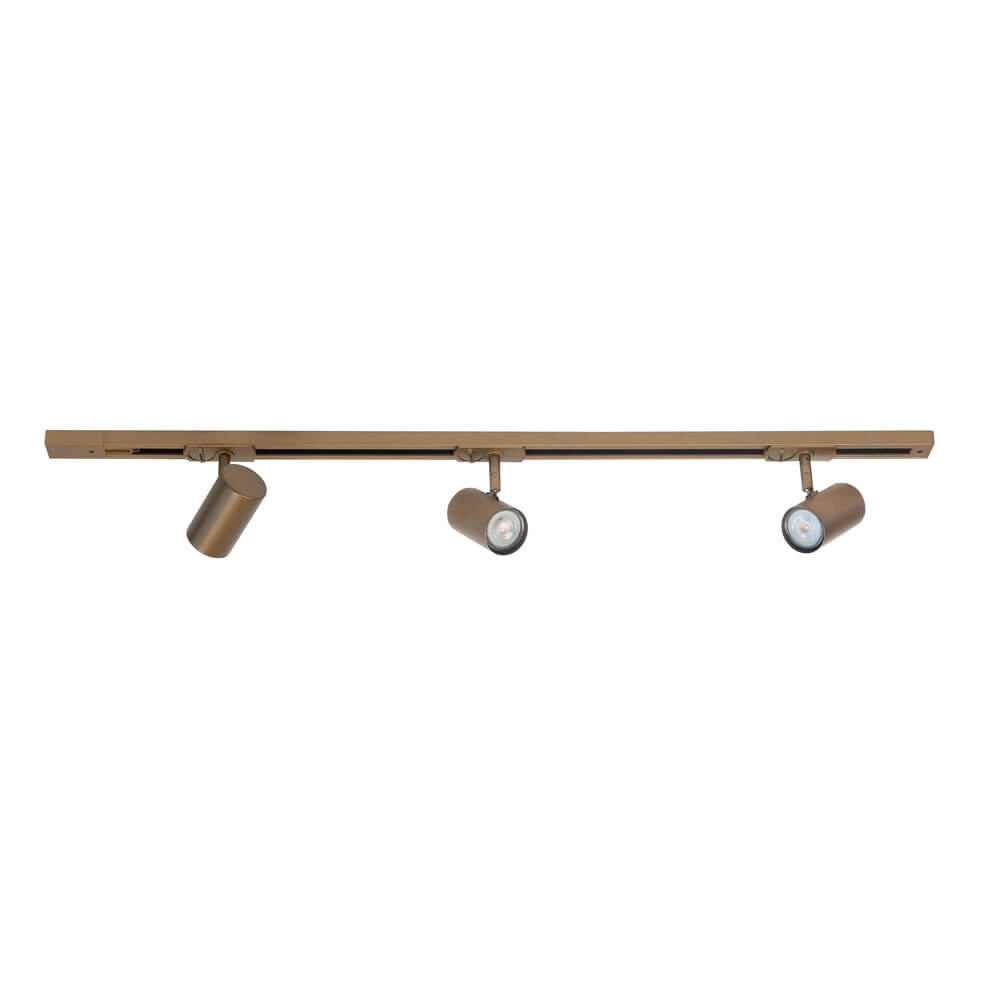 1-fase railset 100cm Cilinder goud met 3 spots 1-fase railset 100cm Cilinder goud met 3 spots