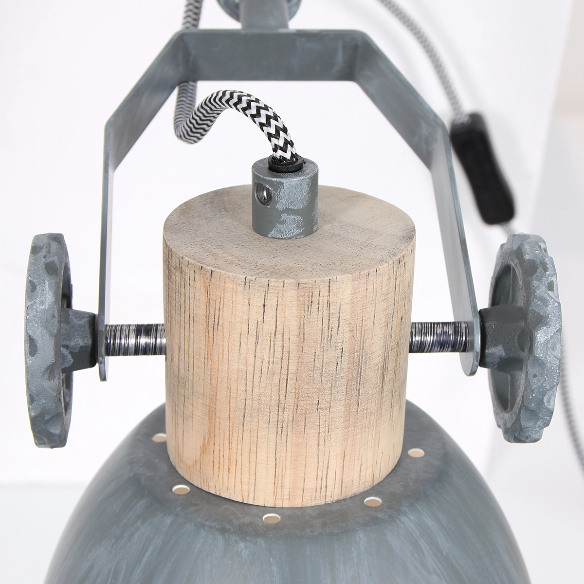 Klemspot Gearwood zinkgrijs met hout Steinhauer 8712746133776