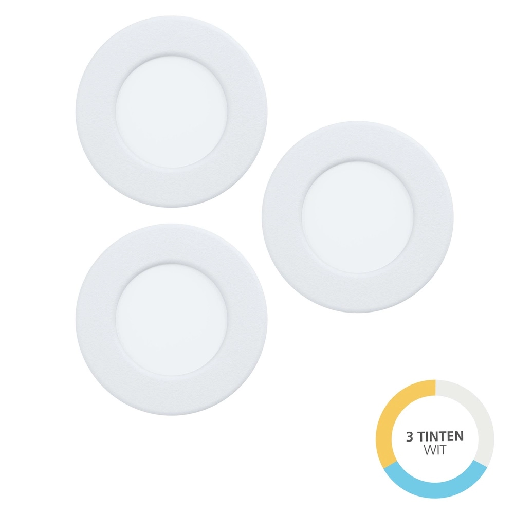 3x Inbouwspot Fueva 6 rond - wit - Ø 8,8cm