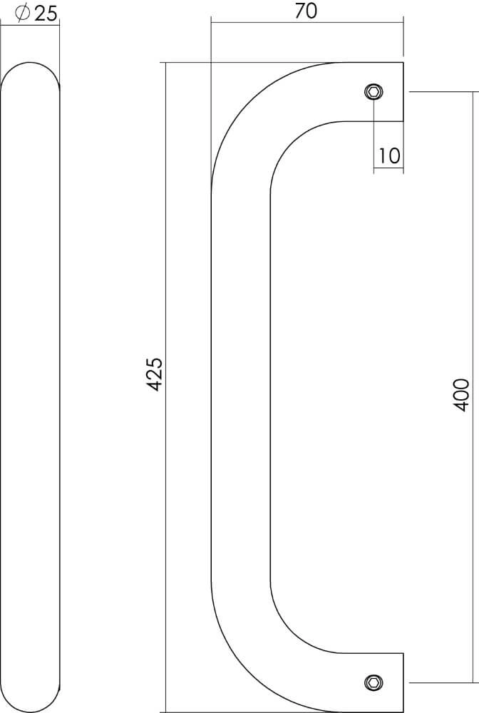 Deurgeep U-vorm Gripon 42,5cm RVS Intersteel 8714186334553