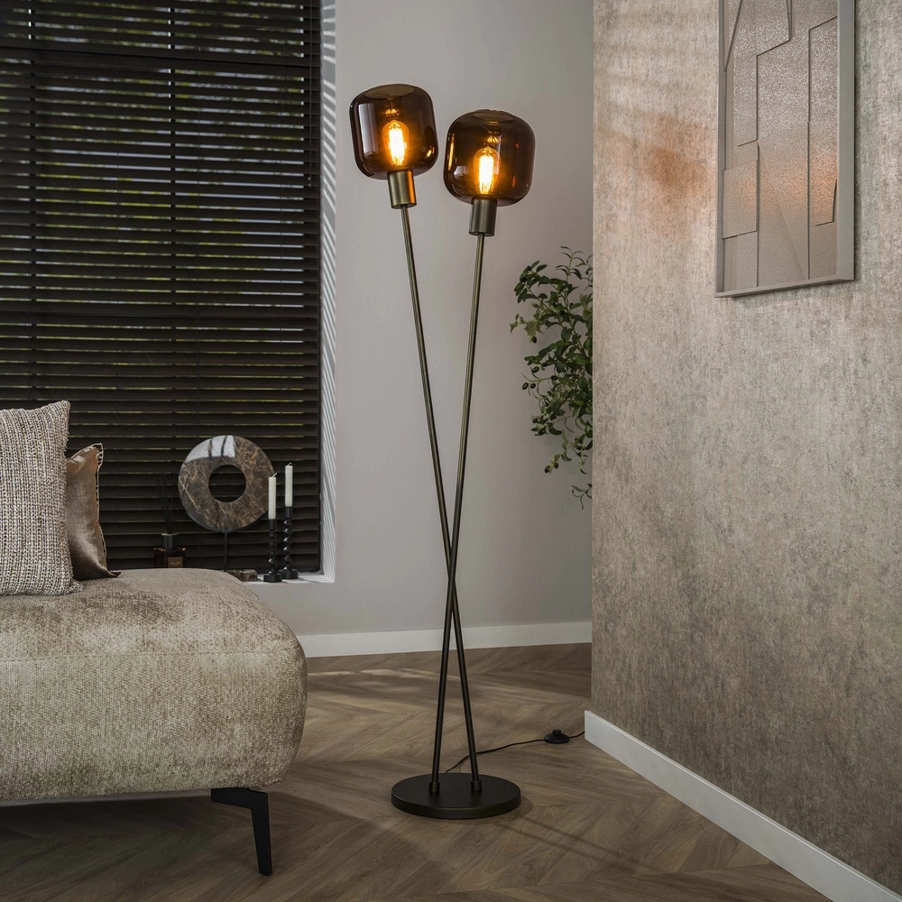 Design vloerlamp Bronza Sienna bruin - 2x E27
