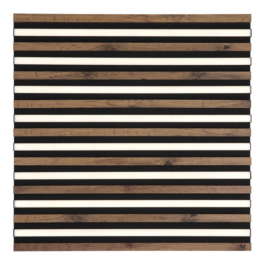 Plafondlamp Hayden zwart met hout vierkant 60cm Globo 9007371513642
