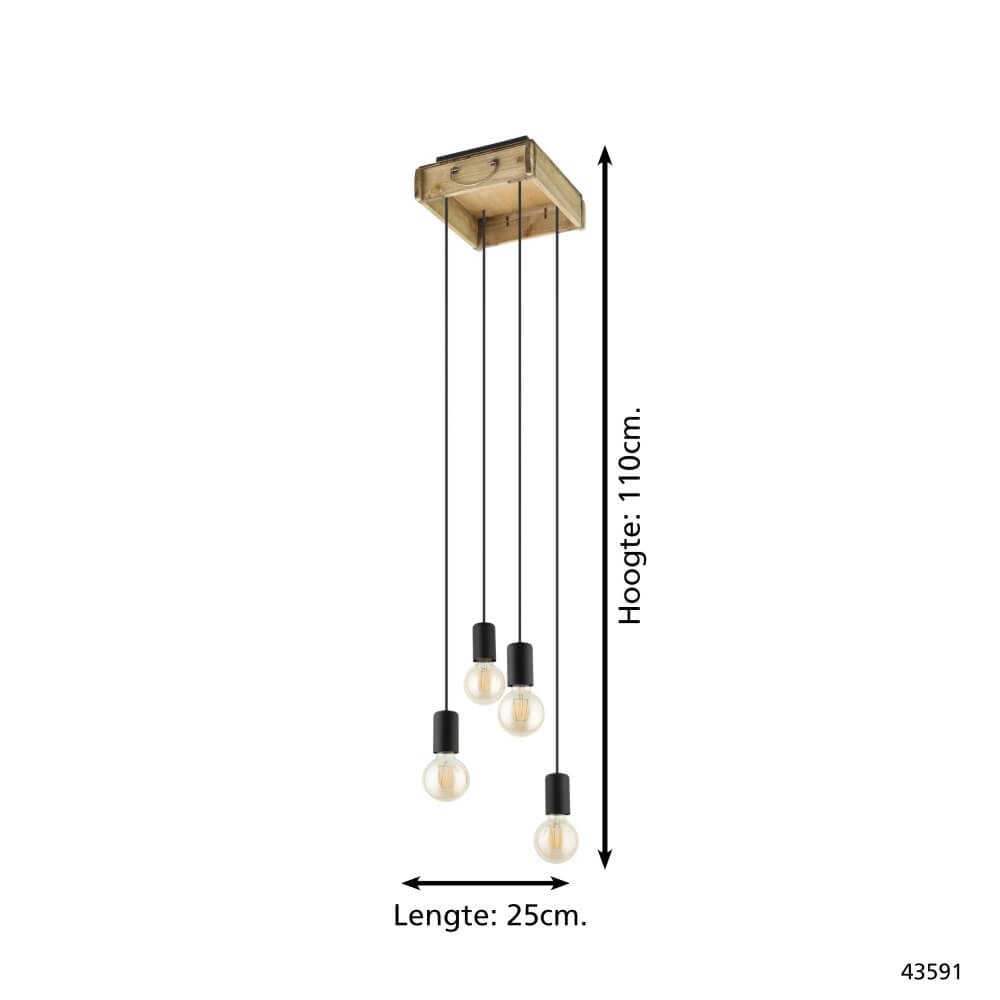 Hanglamp Wootton met hout Eglo 9002759435912