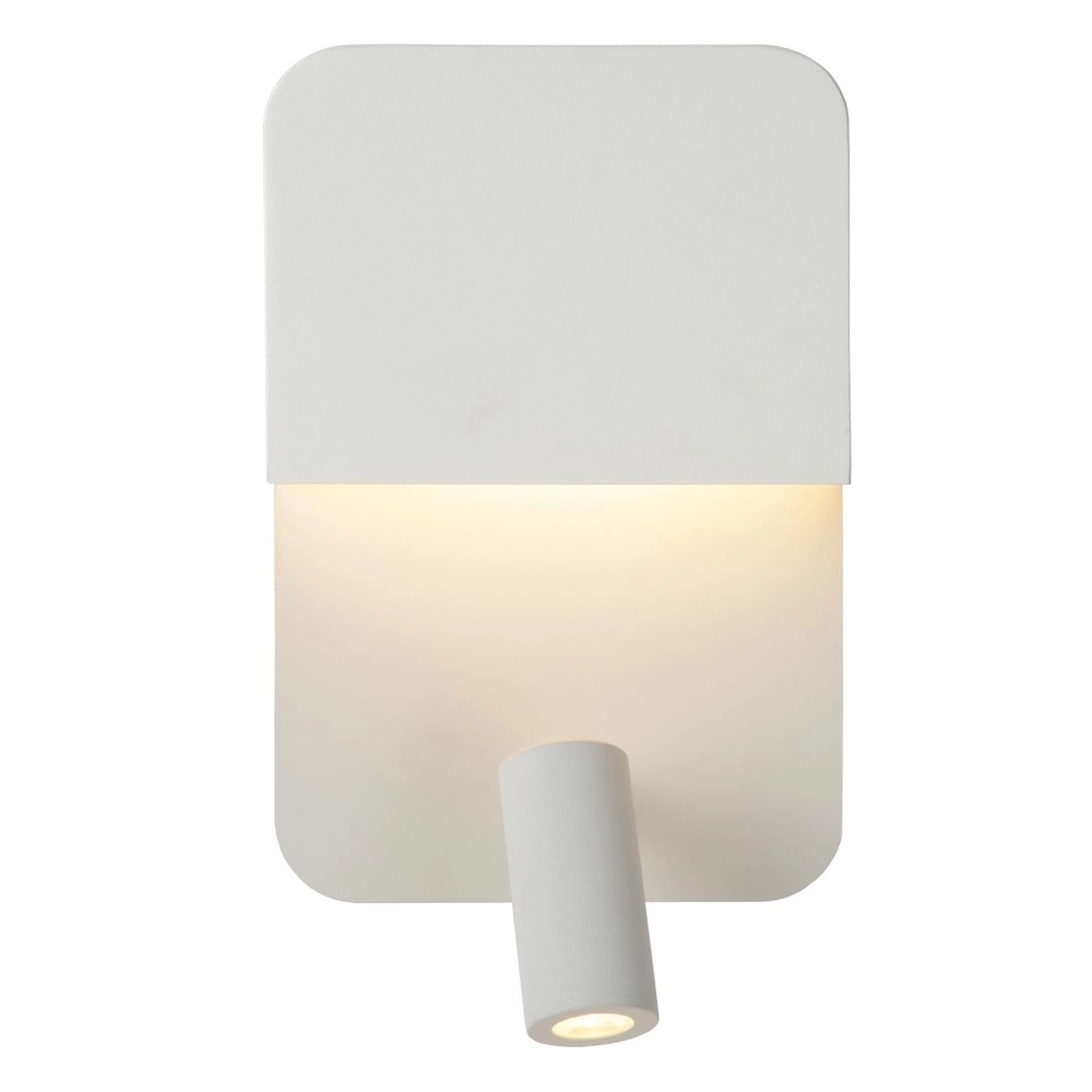 Bedlampje Boxer wit met USB oplaadpunt Lucide 5411212791542