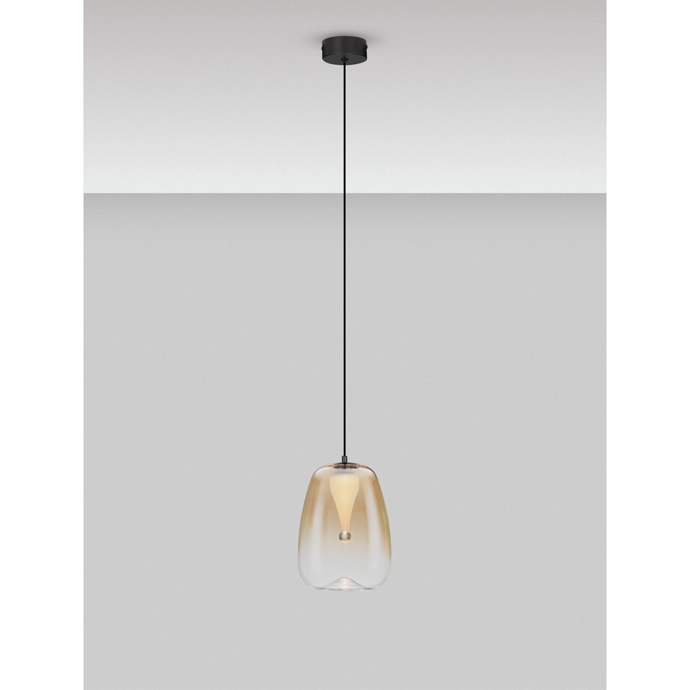 Design hanglamp Oblo 1-lichts amber glas Lyora 5212017474094
