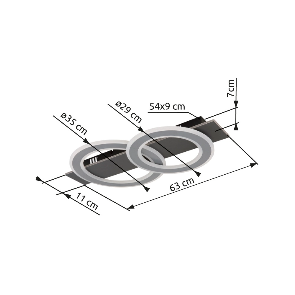 Design plafondlamp Jayden antraciet 2 ringen Globo 9007371453054
