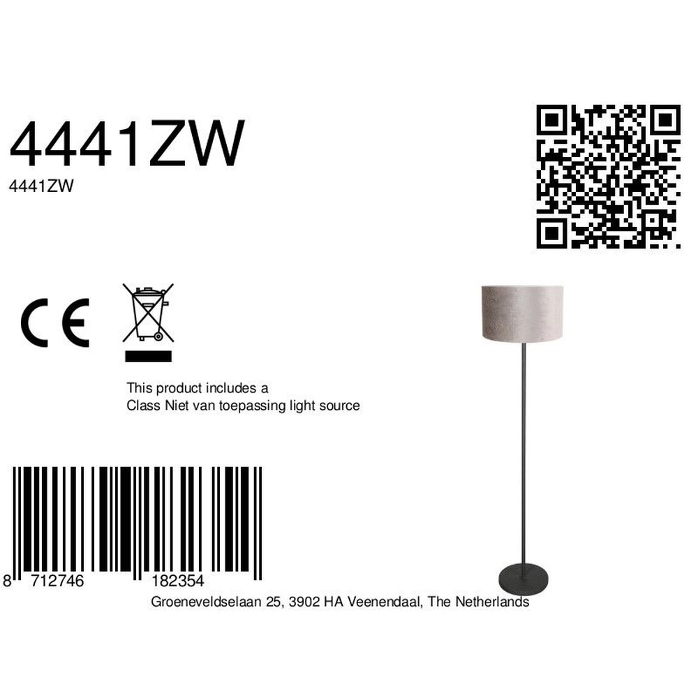 Zwarte vloerlamp Noor met grijze kap Steinhauer 8712746182354