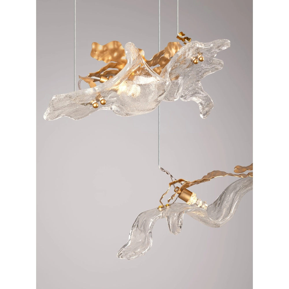 Gouden hanglamp Avesa met helder glas 128cm Lyora 5212063500426