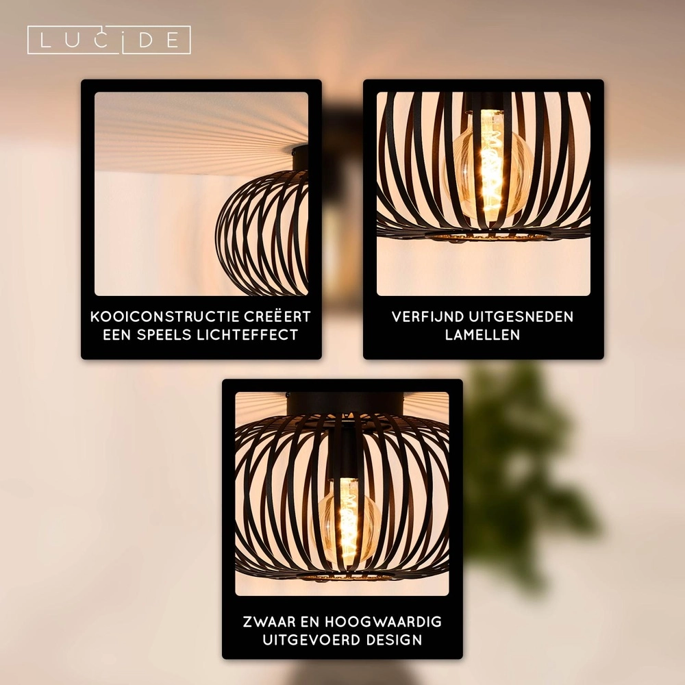 Plafondlamp Manuela Ø 39,5cm zwart Lucide 5411212782342