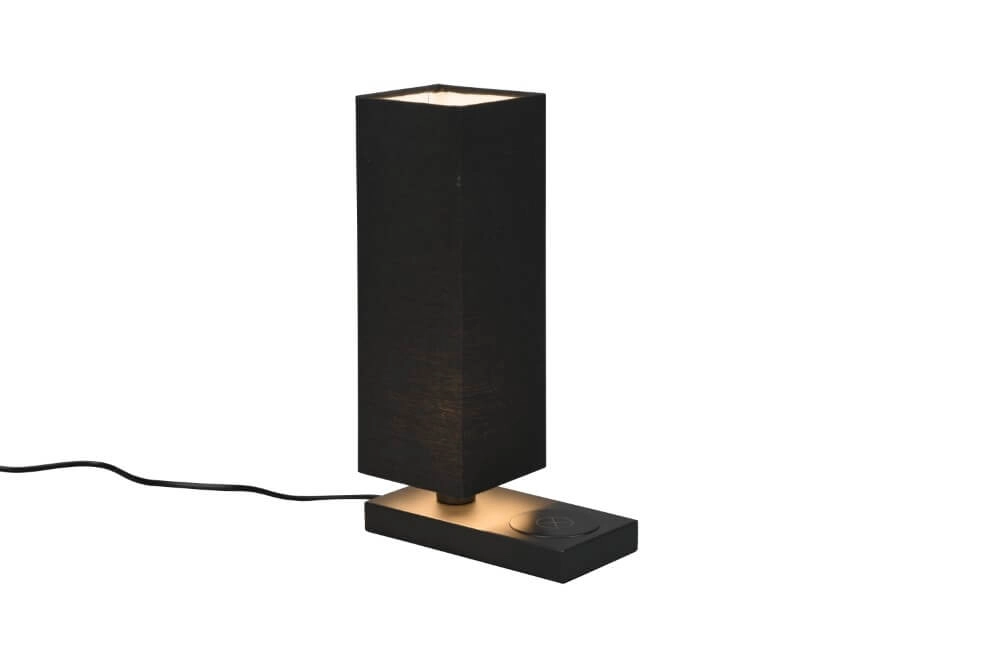 Zwarte schemerlamp Haley met Qi charger