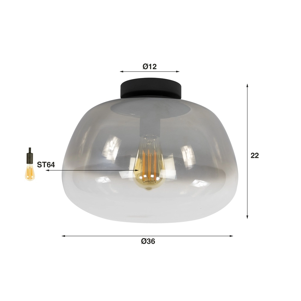 Glazen plafondlamp Pulse Ø 36cm - smoke glas Lyora 8716803512047