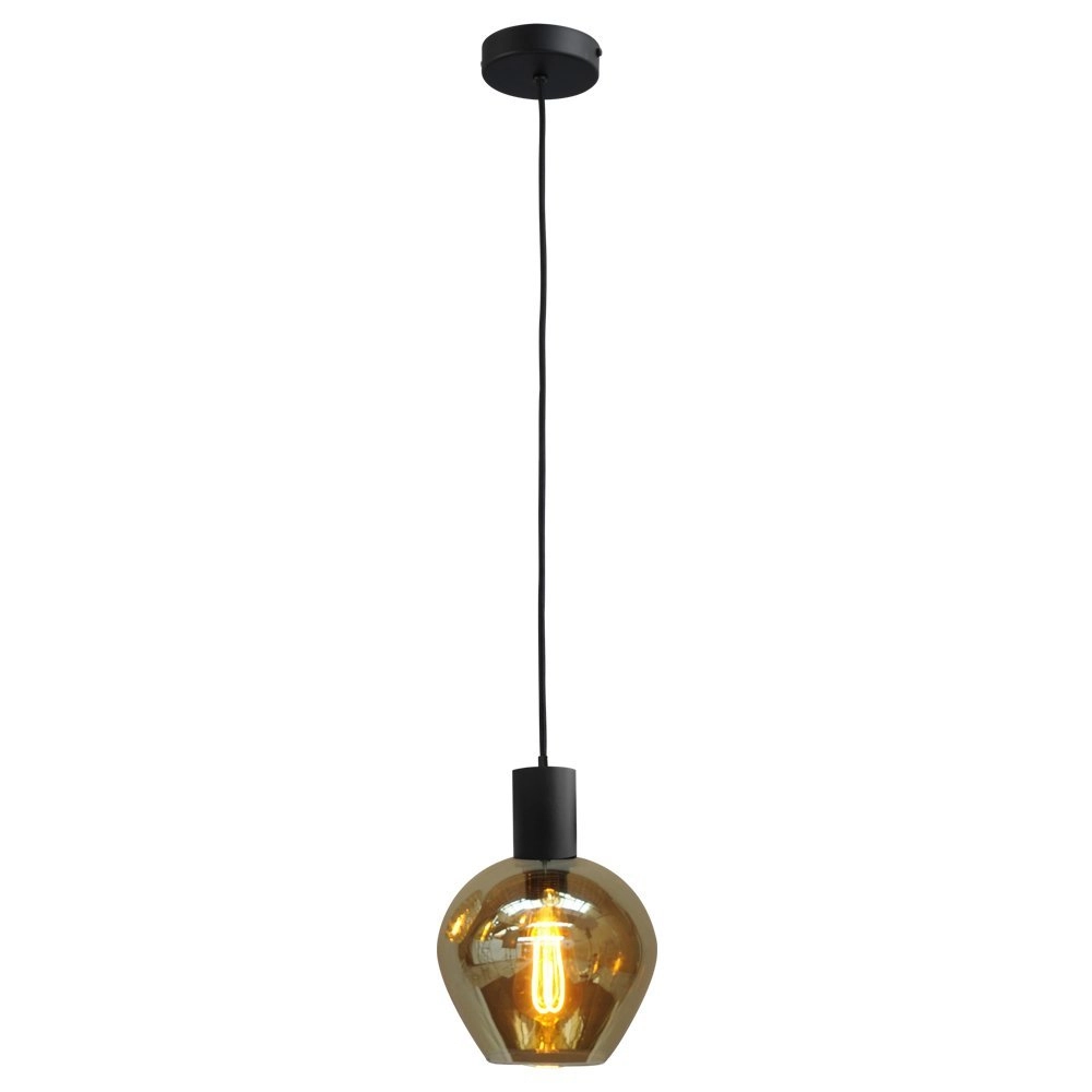 Zwarte pendel hanglamp Bounty met rond glas