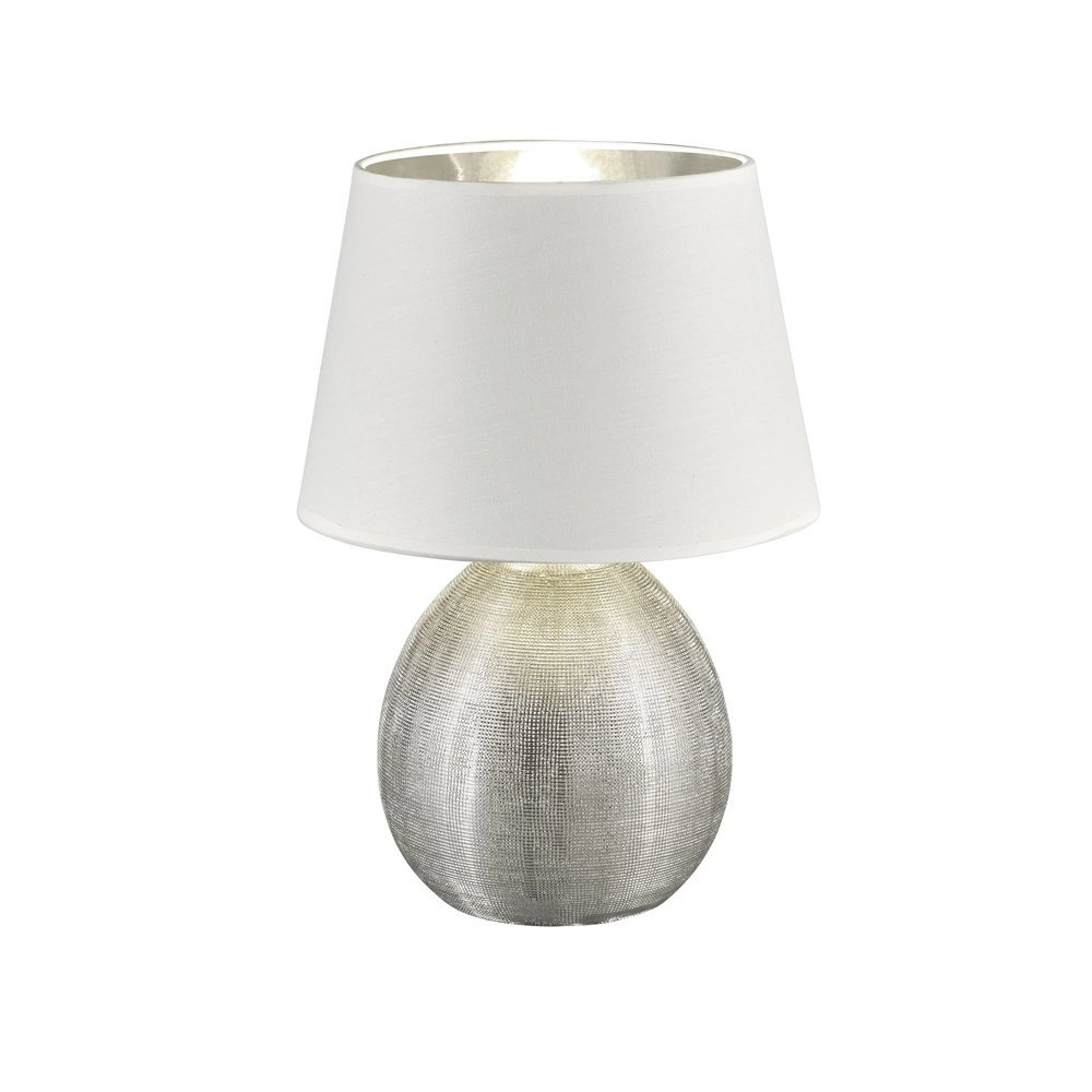 Tafellamp Luxor 35cm zilver met wit Tafellamp Luxor 35cm zilver met wit