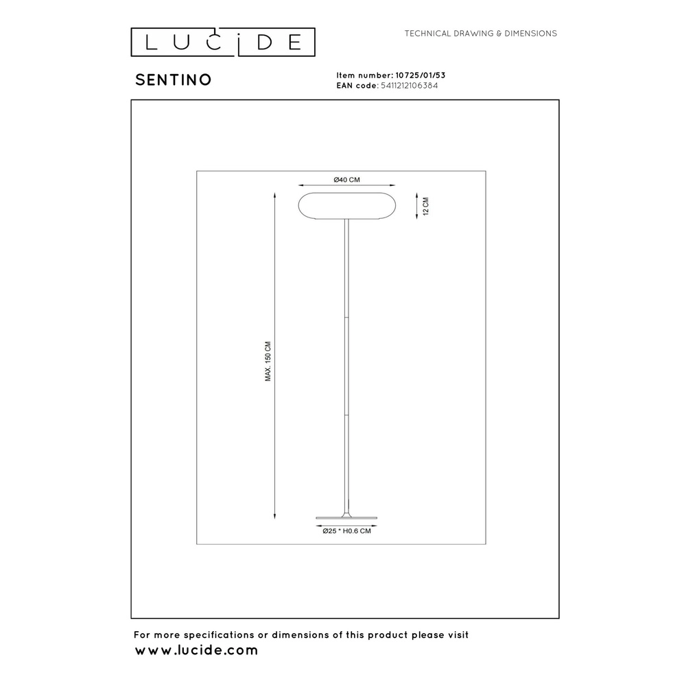 Vloerlamp Sentino Ø 40cm oranje Lucide 5411212106384