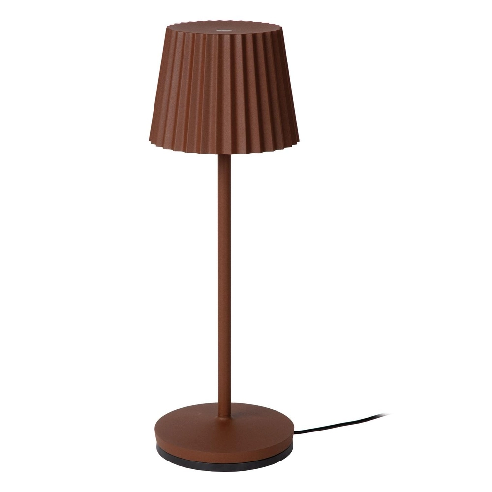 Oplaadbare tafellamp Justine roestbruin met oplaadstation Lucide 5411212272195