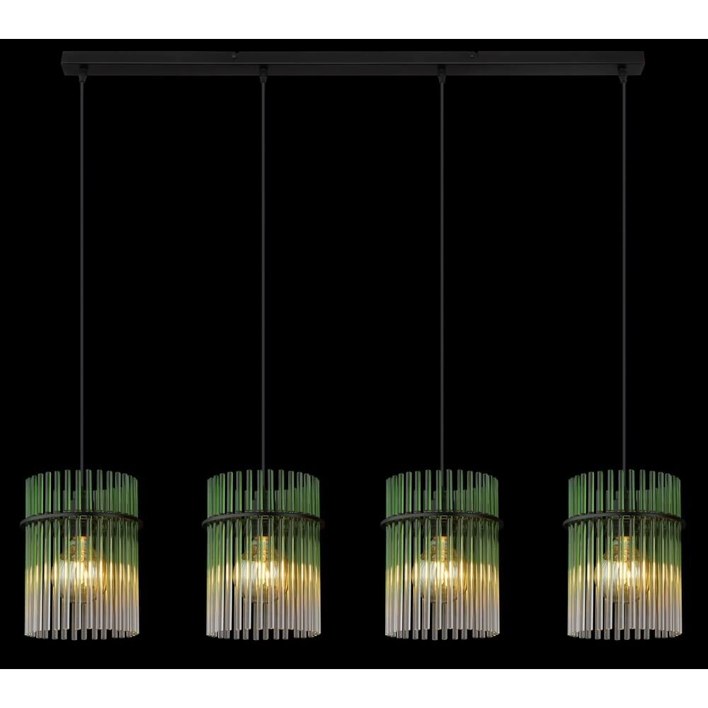 Zwarte hanglamp Gorley met groen glas 4-lichts Globo 9007371465989