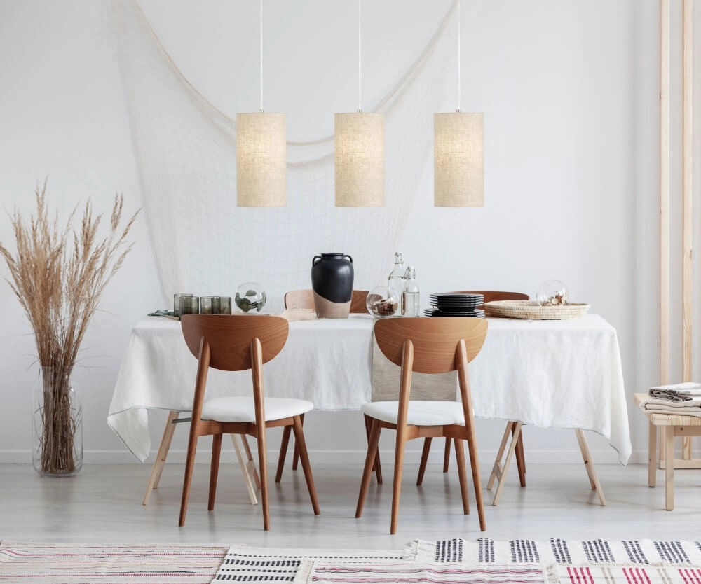 3-licht hanglamp Thor met zandkleur linnen Fischer & Honsel 4003694605847