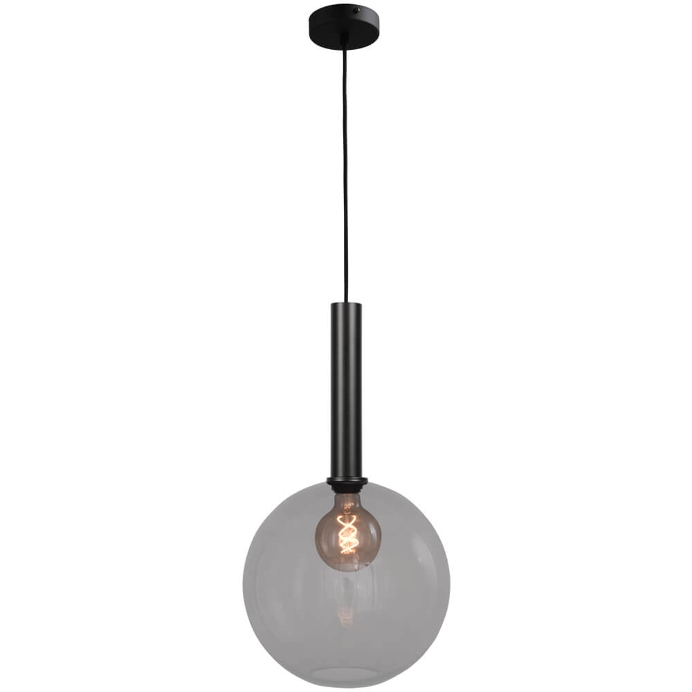 Hanglamp Ø 30cm Bella 2 Zwart met smoke glas