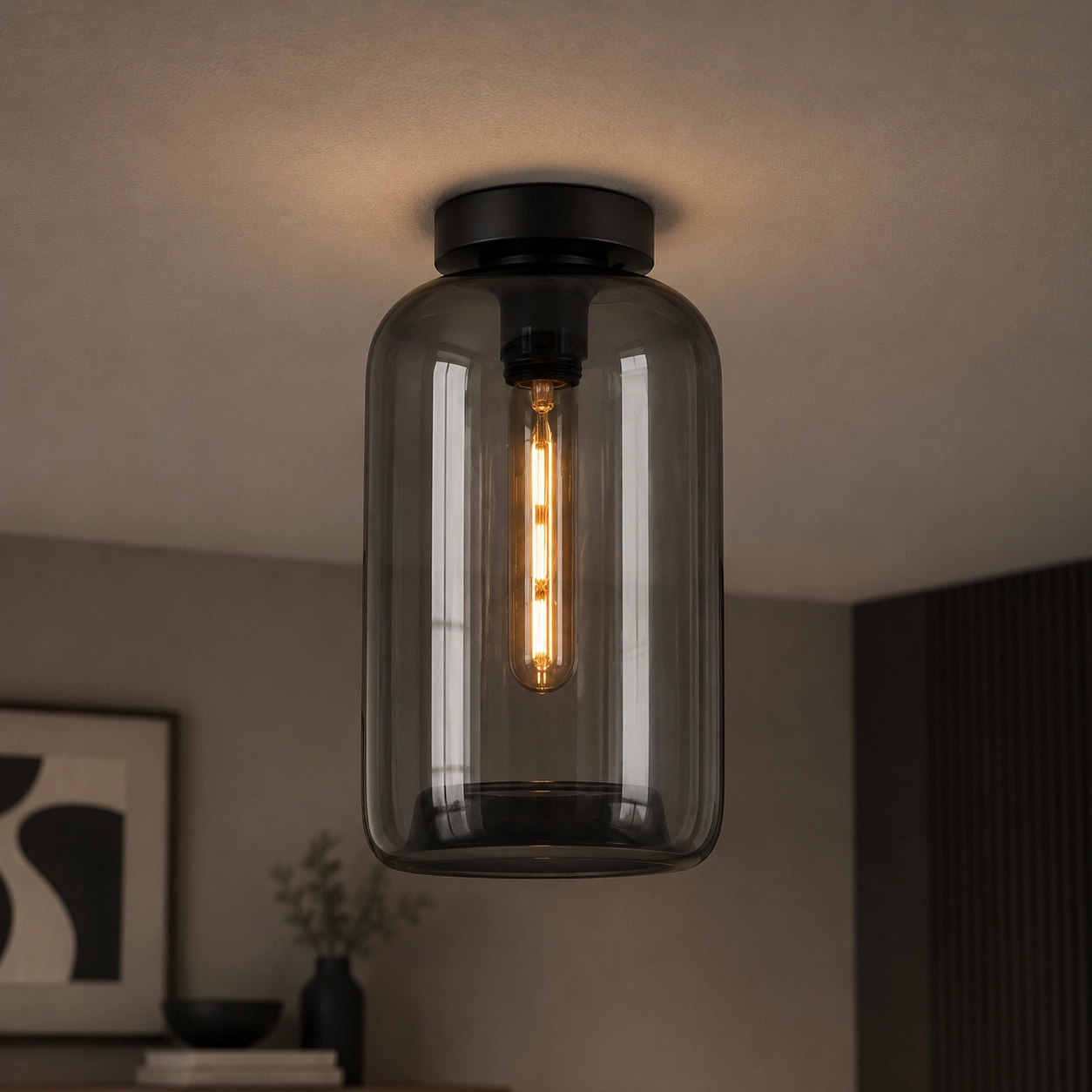 Plafondlamp Botany smoke glas