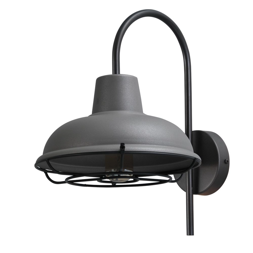 Betongrijze industrie wandlamp Industria met zwart