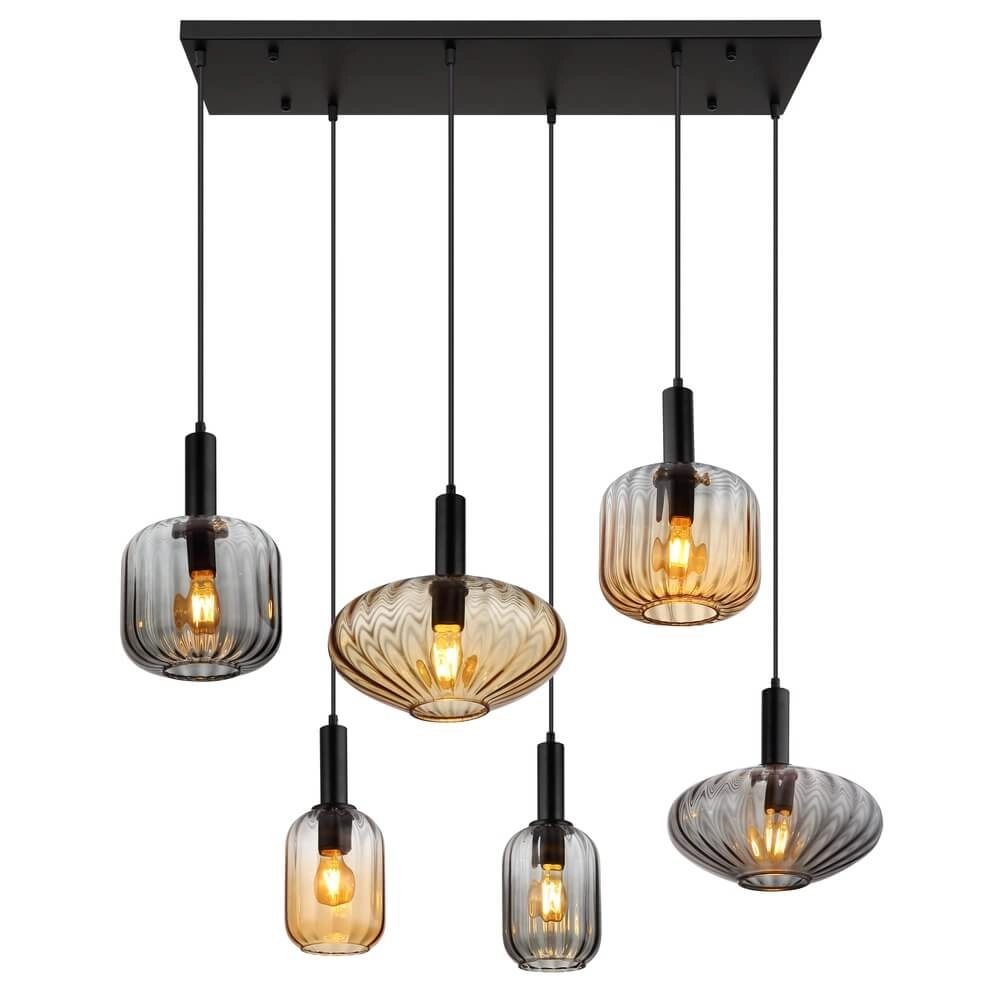 Hanglamp Valletta met gekleurd glas 6-lichts Globo 9007371458868