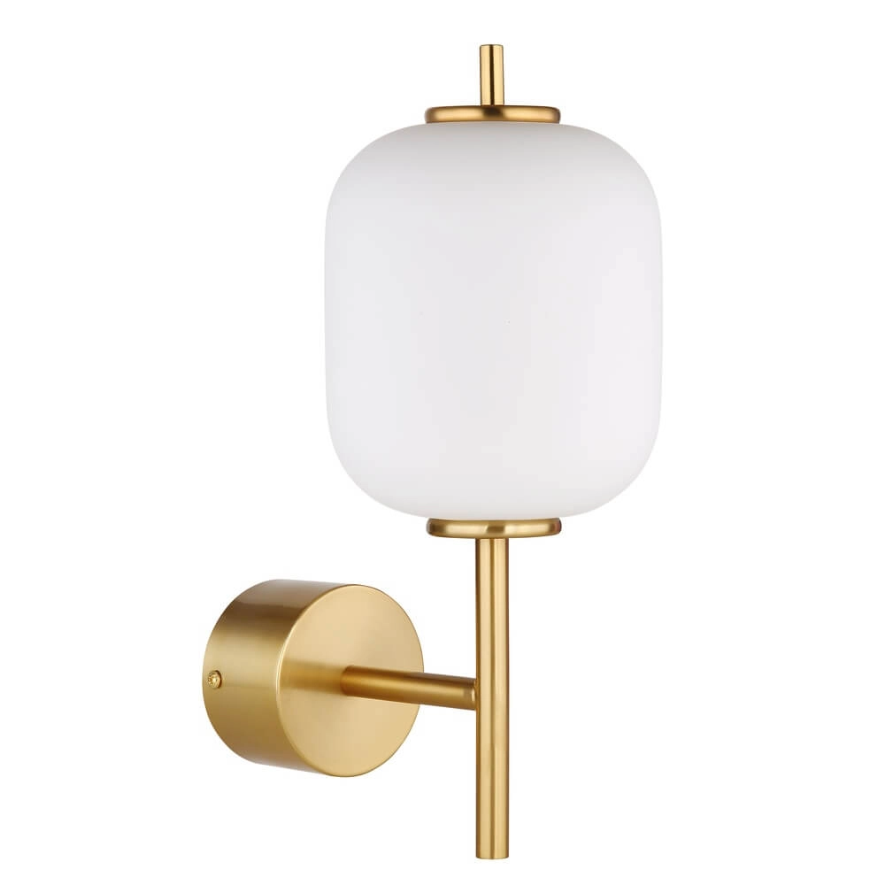 Gouden wandlamp Ewald wit glas Globo 9007371455584