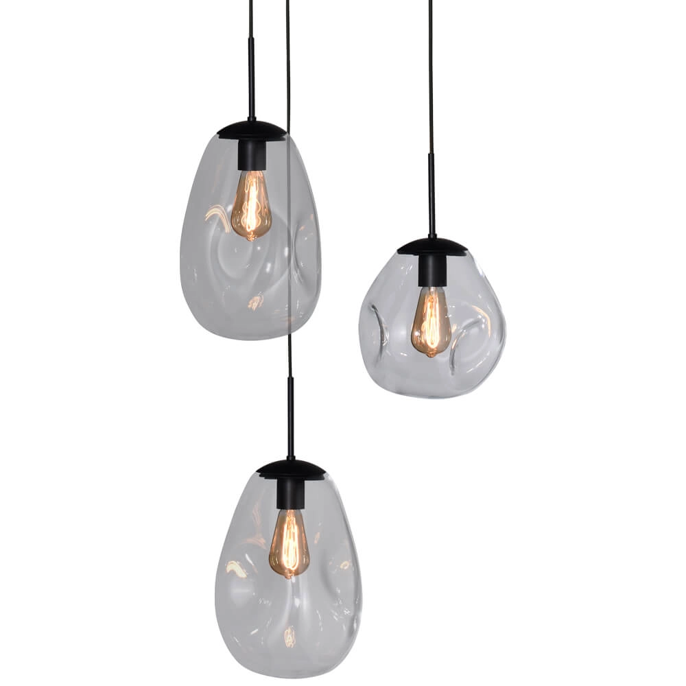 Pendel hanglamp Lava 3x helder glas Masterlight 8718121286372