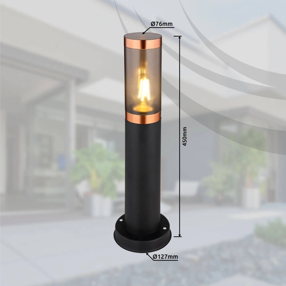 Zwart met roodkoperen terraslamp Boston Globo 9007371430925