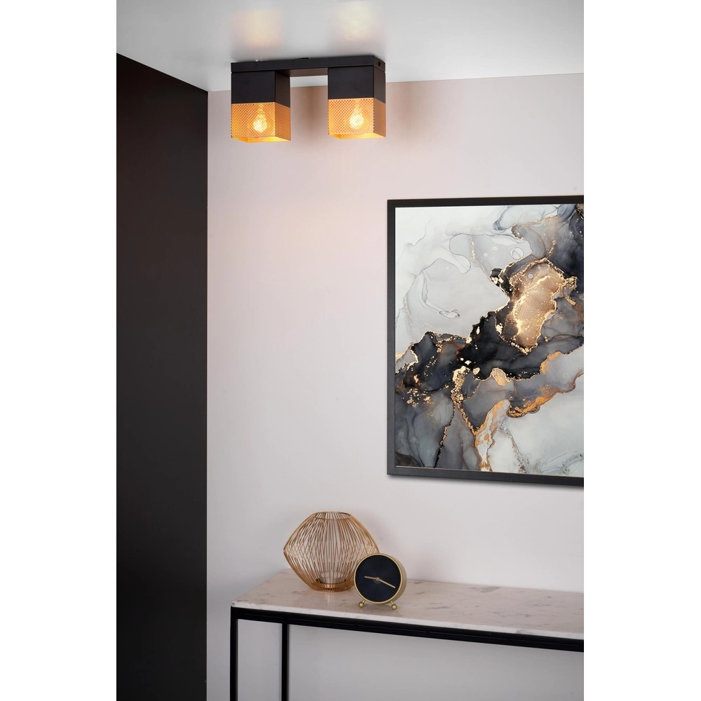 Design plafondlamp Renate zwart met goud Lucide 5411212211255