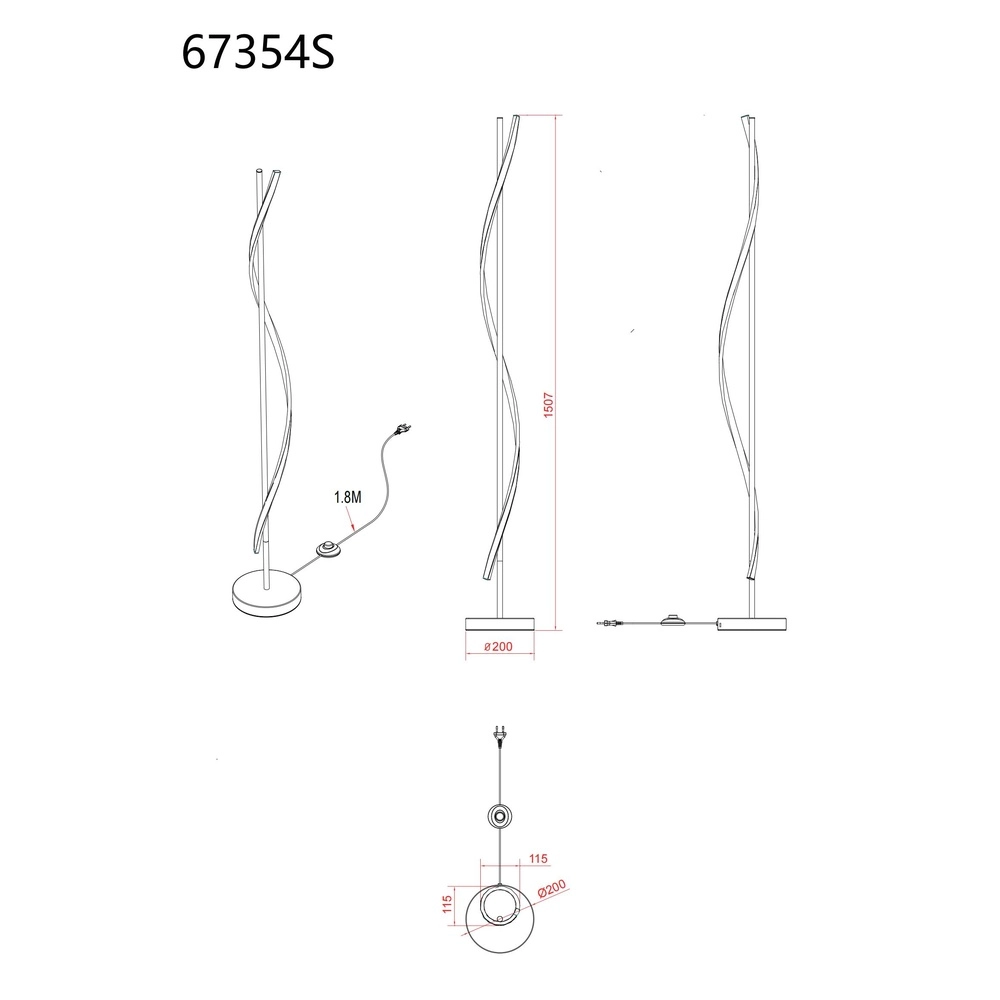 Design vloerlamp Watkins zwart Globo 9007371522750