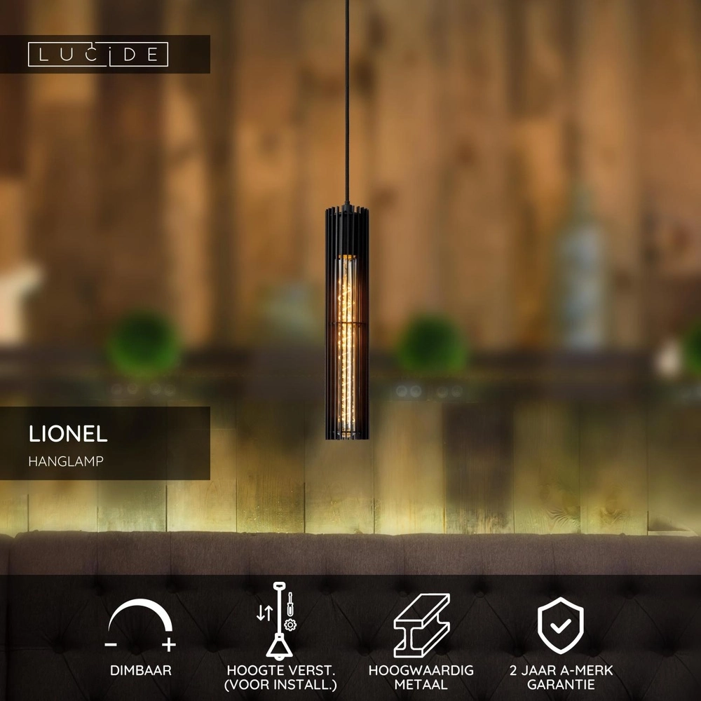 Design hanglamp Lionel zwart Lucide 5411212730428
