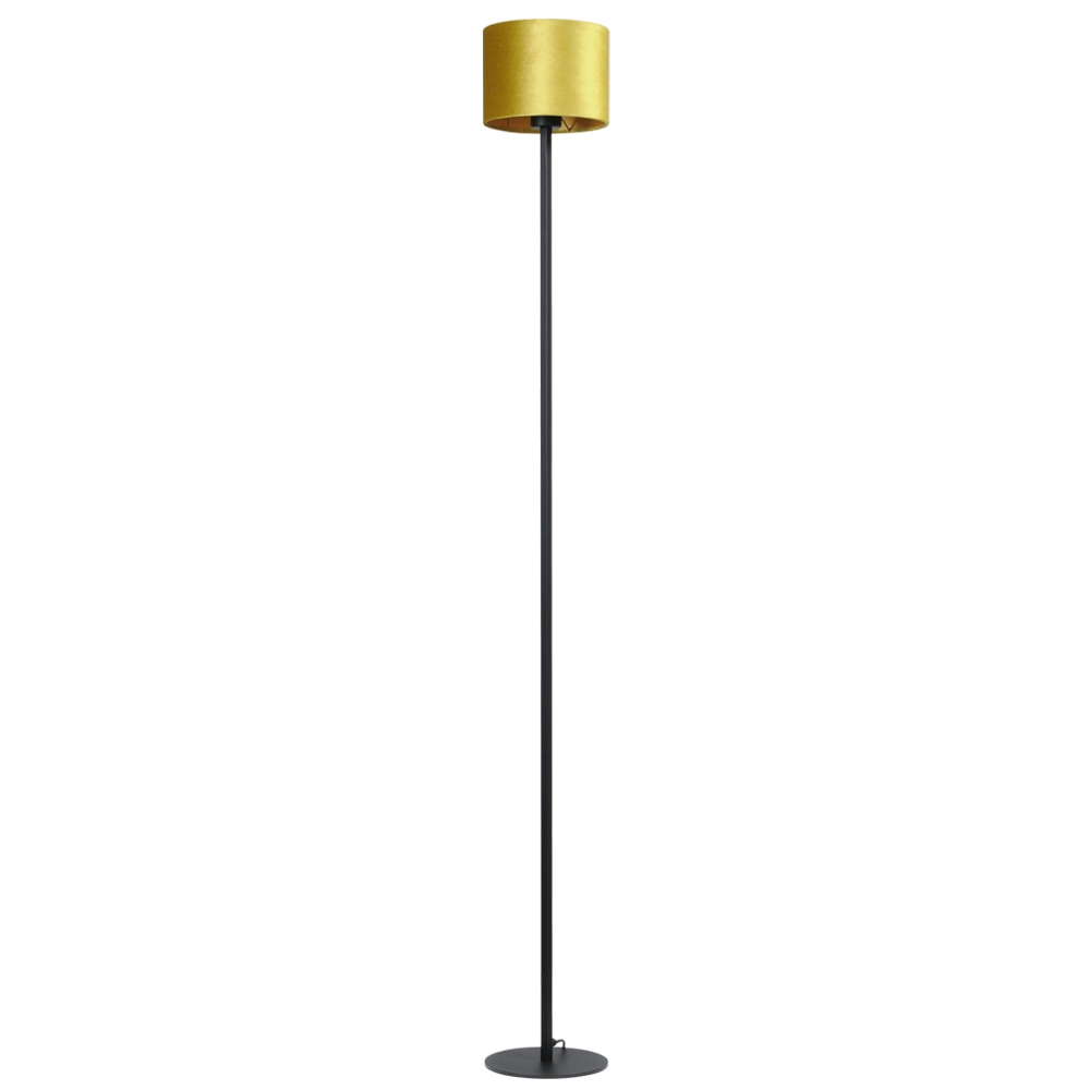 Zwarte vloerlamp Venus 175cm met okergele lampenkap Zwarte vloerlamp Venus 175cm met okergele lampenkap