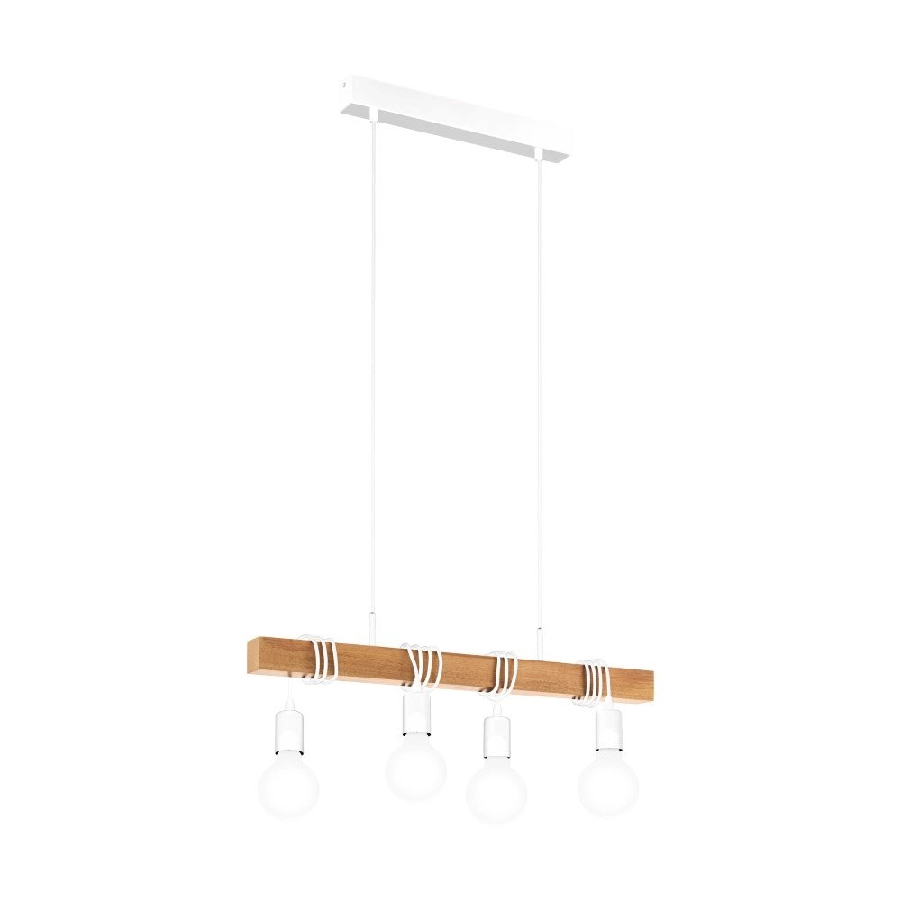 Houten hanglamp Townshend 4-lichts hout met wit
