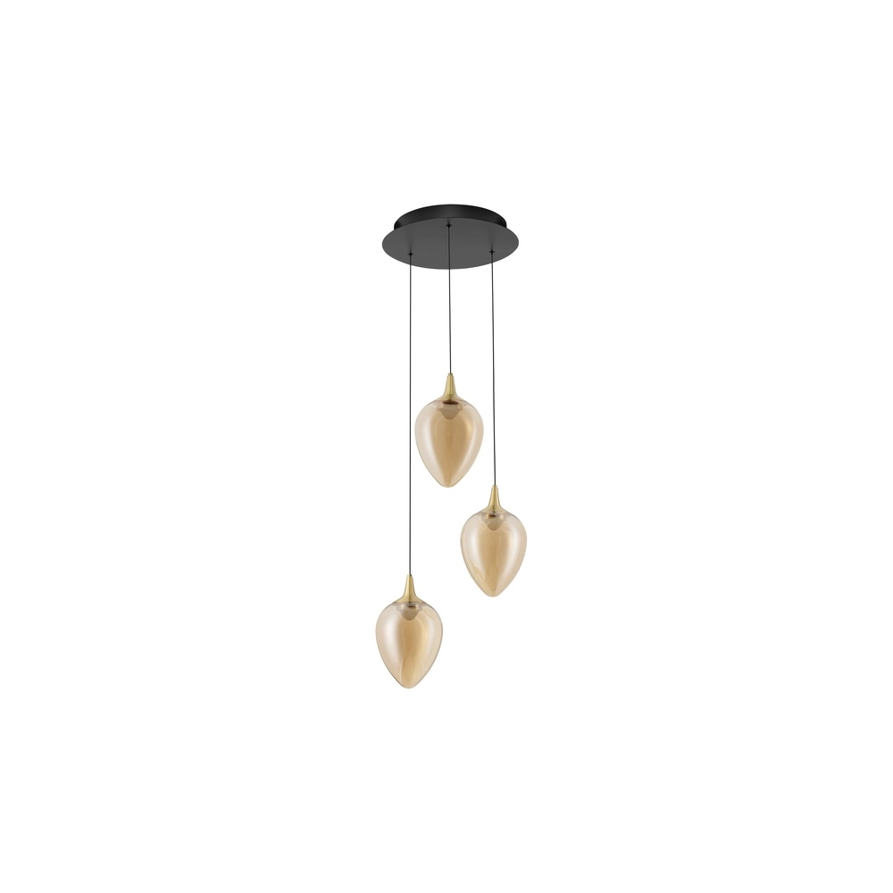Hanglamp Nali 3-lichts amber glas Lyora 5212017477774