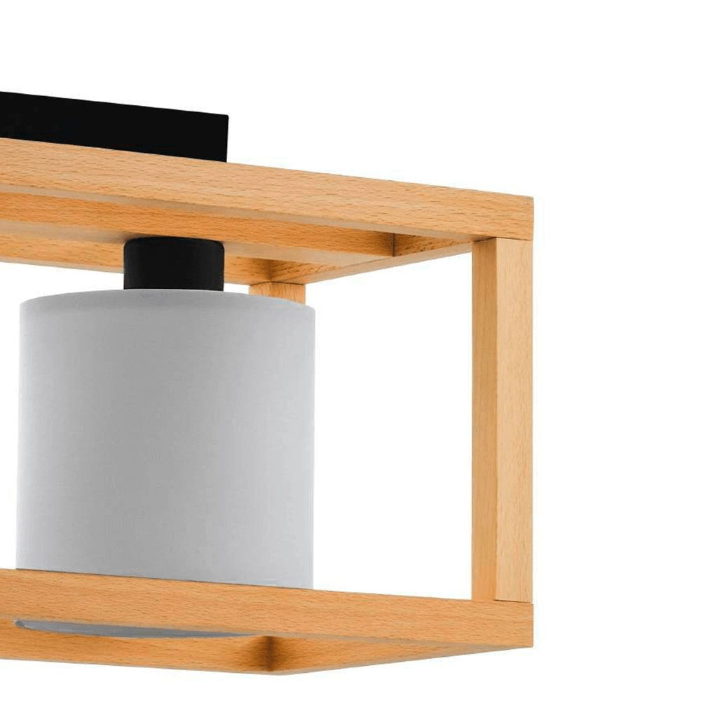 Houten plafondlamp Granados 3-lichts met witte kap Stars of Light 9008606223602