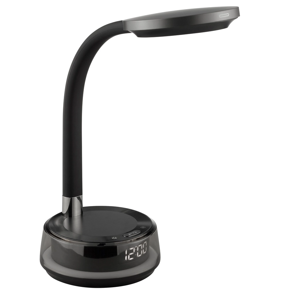 Bureaulamp Moonglow zwart met klok Brilliant 4004353460685