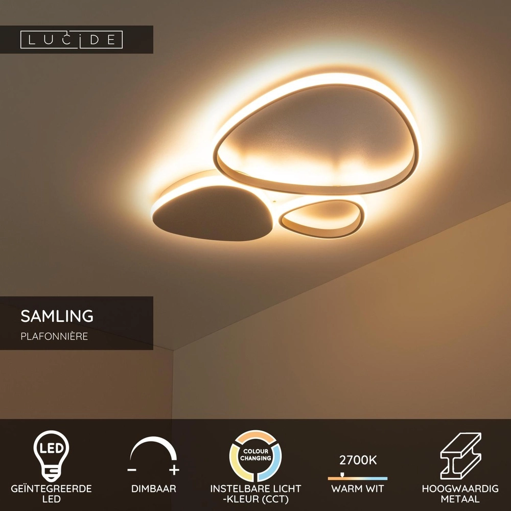 Moderne plafondlamp Samling S zand bruin Lucide 5411212782960