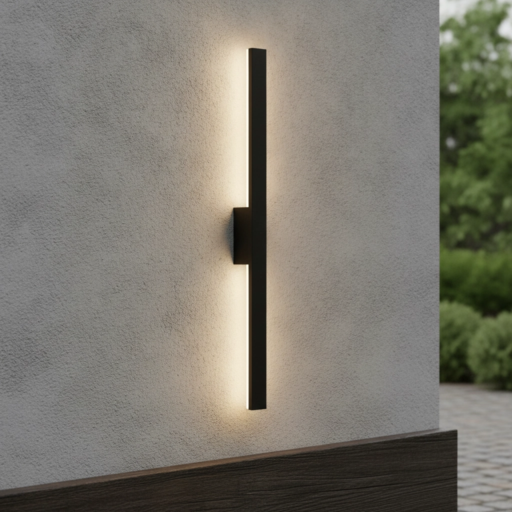 Strakke wandlamp Doul zwart 121cm