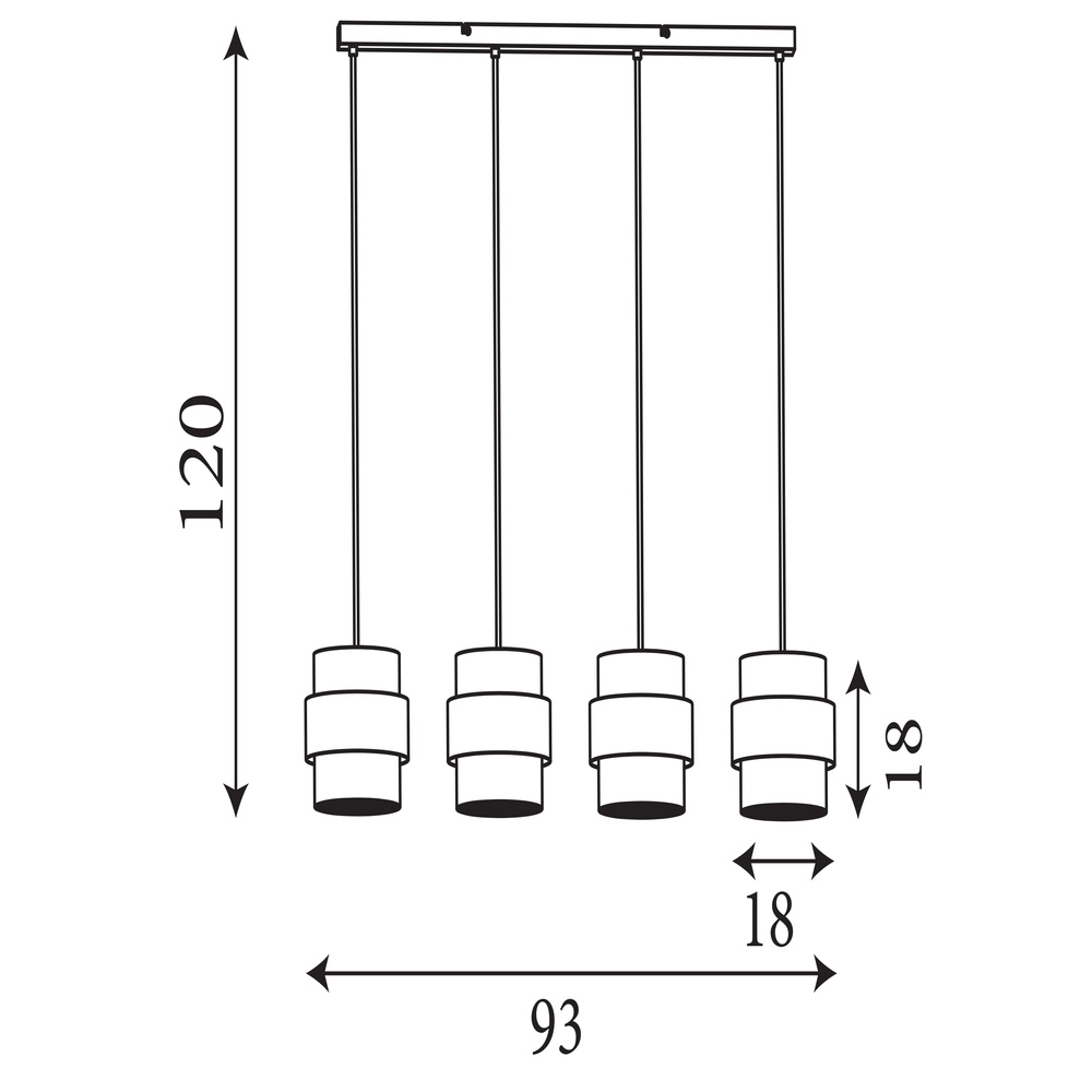 Hanglamp Royal 4-lichts zand bruin Searchlight 5053423296791