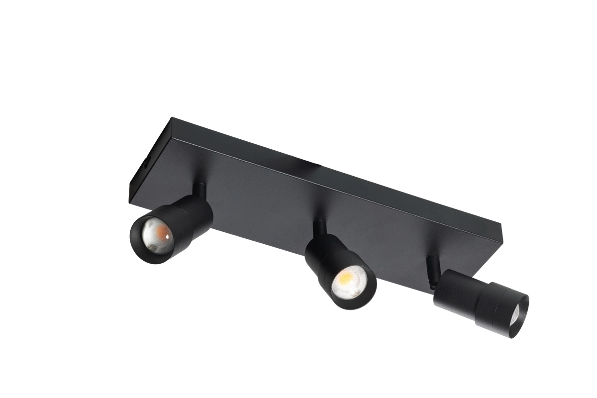 Opbouw spot 3x led Liam zwart - rechthoekig