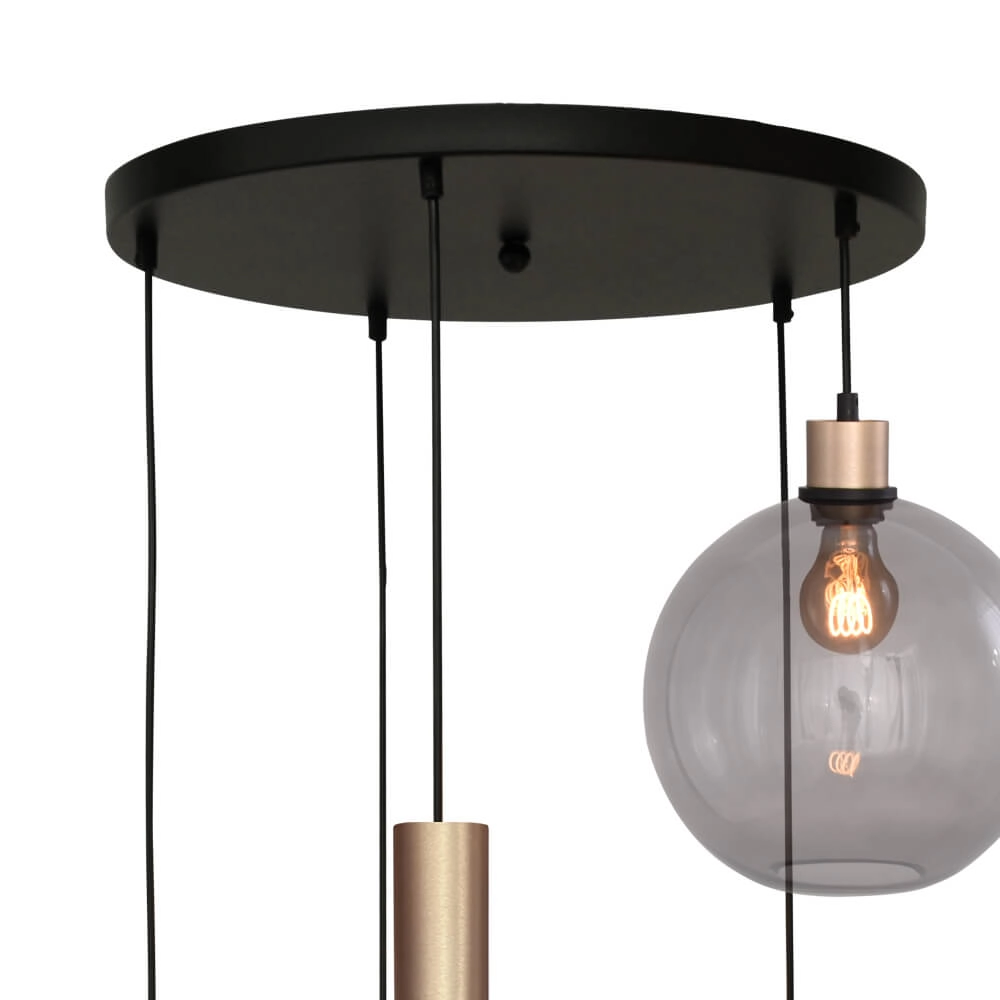 Vide hanglamp Lazise 3x Ø 25cm en 2x GU10 goud Masterlight 8718121303093