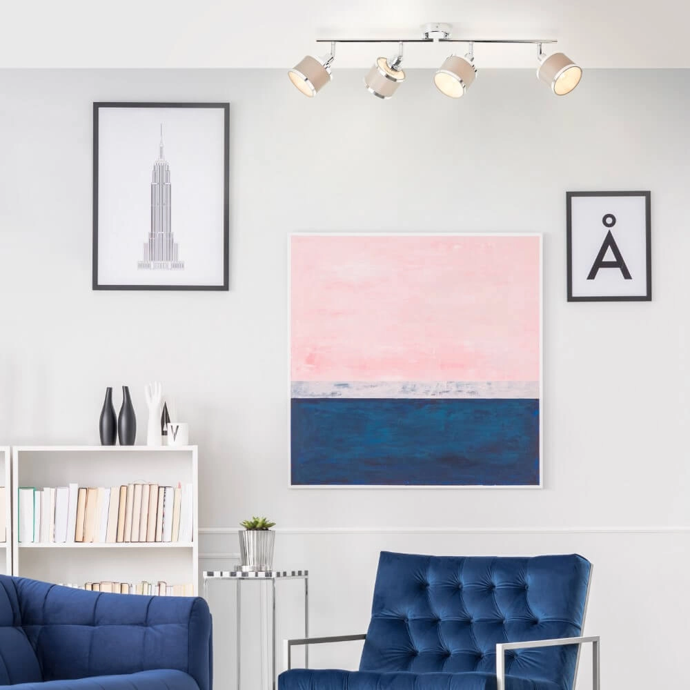 4-lichts plafondlamp Alexia chroom en grijs Brilliant 4004353424151